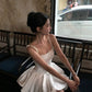 Pretty A Line Spaghetti Straps Satin Beads Short Homecoming Dress 16th Birthday Outfits C4805