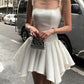 Pretty A Line Spaghetti Straps Satin Beads Short Homecoming Dress 16th Birthday Outfits C4805