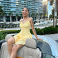 Pastel Yellow A Line Spaghetti Straps Satin Short Homecoming Dress 19th Birthday Outfits C4809