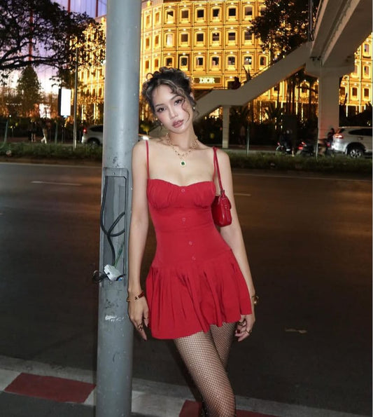 Robe de soirée courte rouge en satin à bretelles spaghetti, coupe trapèze, tenue pour 20e anniversaire, C4813