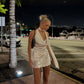 Chic A Line Halter Satin Sequin Short Homecoming Dress 22th Birthday Outfits C4824