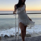 Pretty A Line Spaghetti Straps Satin Chiffon Ruffles Short Homecoming Dress 22th Birthday Outfits C4825