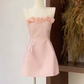 Cute A Line Spaghetti Straps Short Birthday Dress Pink Homecoming Dresses C482
