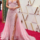 Pretty Mermaid Sapghetti Straps Tulle Lace Slit Long Prom Dresses Formal Dress C4831