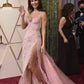 Pretty Mermaid Sapghetti Straps Tulle Lace Slit Long Prom Dresses Formal Dress C4831