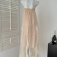 Princess A Line Spaghetti Straps Chiffon Tulle Ruffles Long Prom Dresses Formal Dress C4838