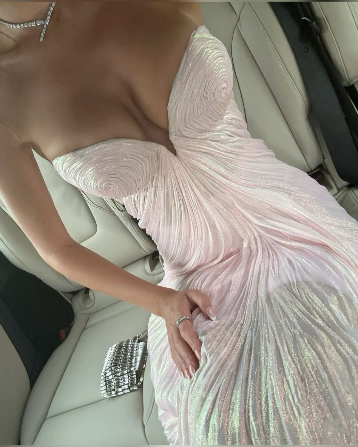Shiny Pink A Line Sweetheart Chiffon Sequin Pleated Long Prom Dresses Formal Dress C4839