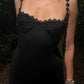 Robe de soirée courte en satin noir à bretelles spaghetti, coupe trapèze, tenue pour 20e anniversaire, C4850