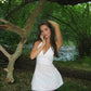 White A Line Halter V Neck Satin Short Homecoming Dress 19th Birthday Outfits C4861