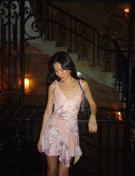 Gorgeous A Line Spaghetti Straps Chiffon Printed Lace Short Homecoming Dress 19th Birthday Outfits C4866