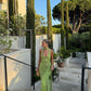 Charmante robe de bal sirène longue en satin vert à col licou C4873