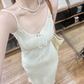 Robe de bal longue en satin, simple et élégante, style sirène, bretelles spaghetti, C4881