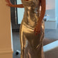 Robe de bal longue à paillettes argentées et bretelles spaghetti scintillantes style sirène C4886