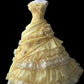 Robe de bal jaune bustier en satin et mousseline de soie, longue robe de soirée à fleurs, C4889