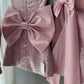 Sparkly A Line Strapless Pink Satin Sequin Backless With Bow Short Homecoming Dress 19th Birthday Outfits C4893