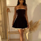 Robe de soirée courte en satin noir sans bretelles, coupe princesse, coupe trapèze, tenue pour 18e anniversaire, C4906