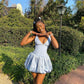 Elegant A Line Spaghetti Straps V Neck Satin Short Homecoming Dress 19th Birthday Outfits C4912