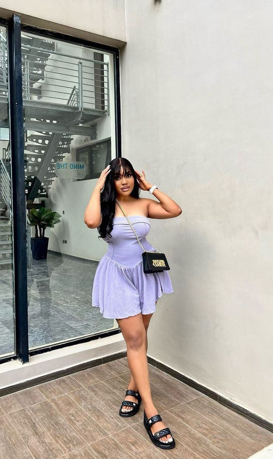 Lilac A Line Strapless Satin Short Homecoming Dress 19th Birthday Outfits C4914