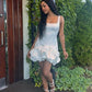 White A line Spaghetti Straps Satin Short Homecoming Dress 17th Birthday Outfits C4924