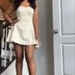 Simple A Line Strapless Satin Short Homecoming Dress 22th Birthday Outfits C4925