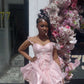 Sweet 20th Pink Ball Gown Off The Shoulder Satin Lace Short Homecoming Dress Birthday Outfits C4930