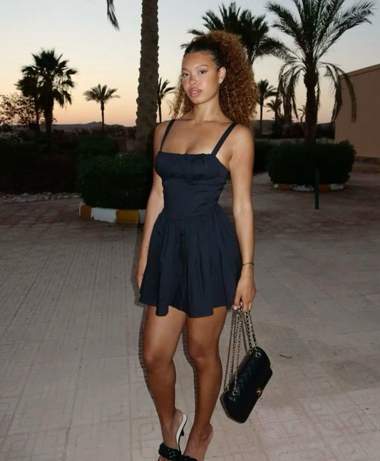 Classy A Line Spaghetti Straps Black Satin Short Homecoming Dress 21th Birthday Outfits C4938
