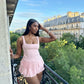 Pretty A Line Square Pink Satin Short Homecoming Dress 21th Birthday Outfits C4939