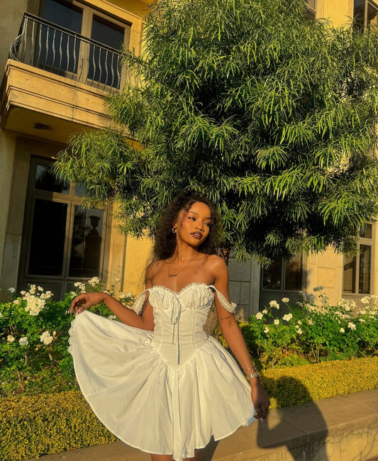 Pretty A Line Off The Shoulder White Satin Short Homecoming Dress 20th Birthday Outfits C4942