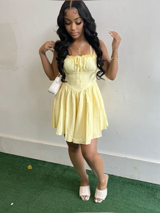 Simple Pastel Yellow A Line Spaghetti Straps Satin Short Homecoming Dress 18th Birthday Outfits C4950