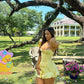 Sexy Pastel Yellow A Line Spaghetti Straps Satin Short Homecoming Dress 20th Birthday Outfits C4951