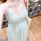 Robe de bal longue en satin et tulle, coupe trapèze, bretelles spaghetti, perles, C4963