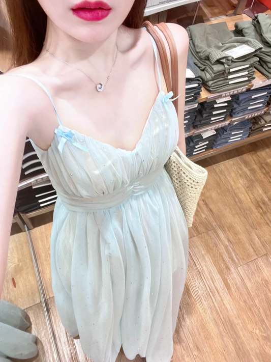 Robe de bal longue en satin et tulle, coupe trapèze, bretelles spaghetti, perles, C4963