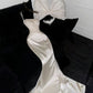 Robe de bal longue en satin à bretelles spaghetti et perles, style sirène, C4972