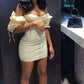 Elegant Mermaid Off The Shoulder Satin Short Homecoming Dress 20th Birthday Outfits C4978