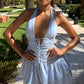 Chic A Line Halter Satin Short Homecoming Dress 19th Birthday Outfits C4984