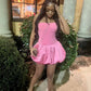 Pretty A Line Strapless Satin Short Homecoming Dress 21th Birthday Outfits C4986