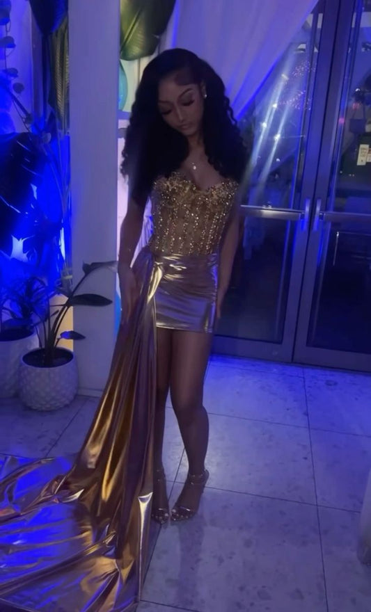 Shiny Mermaid Sweetheart Satin Sequin Short Homecoming Dress 21th Birthday Outfits C4988