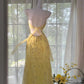 Gorgeous Mermaid Sapghetti Straps Yellow Satin Chiffon Beads Long Prom Dresses Formal Dress C5000