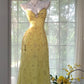 Gorgeous Mermaid Sapghetti Straps Yellow Satin Chiffon Beads Long Prom Dresses Formal Dress C5000