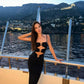 Robe de bal longue en satin noir à bretelles spaghetti et sirène, robe de soirée C5006