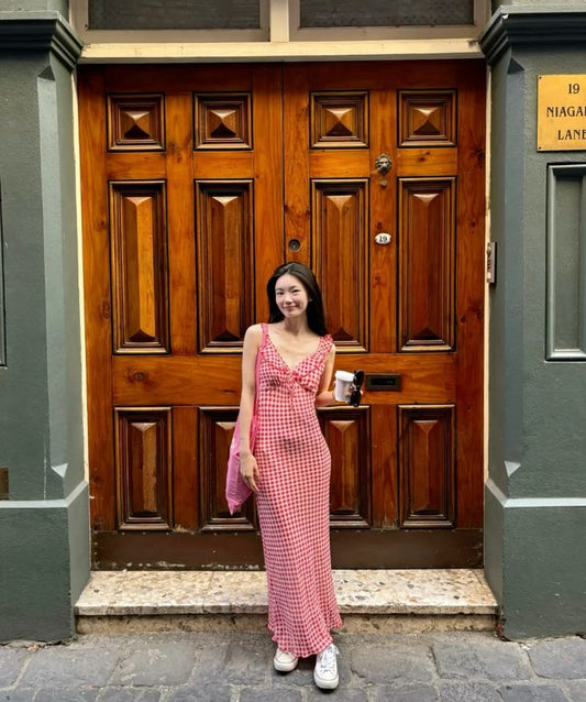 Robe de bal longue en satin à pois et col en V, style sirène, C5010