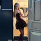 Sparkly A Line Spaghetti Straps Sequin Short Homecoming Dress 19th Birthday Outfits C5023