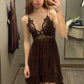 Uniqye A Line Spaghetti Straps Satin Short Homecoming Dress 20th Birthday Outfits C5032