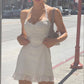 Elegant A Line Halter Satin Short Homecoming Dress 20th Birthday Outfits C5033