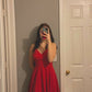 Red Shiny A Line Spaghetti Straps Satin Sequin Short Homecoming Dress 20th Birthday Outfits C5044