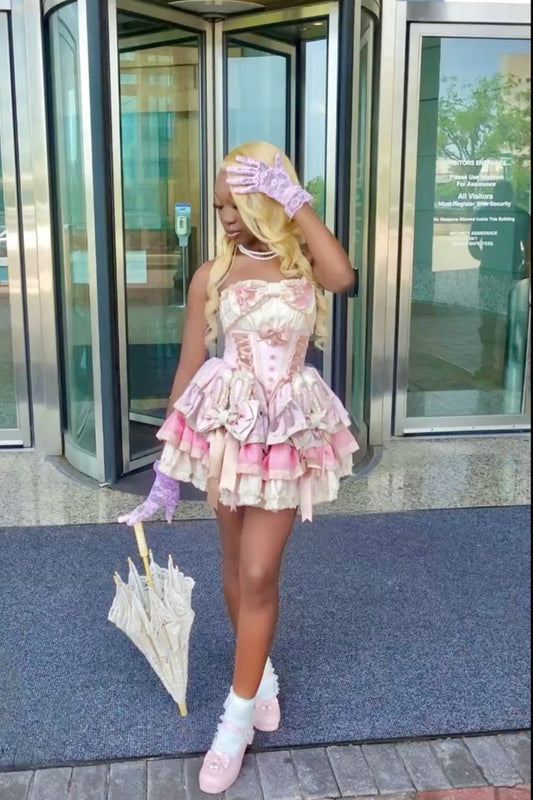 Robe de bal vintage bustier en satin à volants, courte, tenue de soirée pour 16e anniversaire, C5054