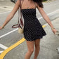 Chic A Line Halter Satin Polka Dots Short Homecoming Dress 18th Birthday Outfits C5059