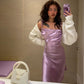Lilac A Line Spaghetti Straps Satin Short Homecoming Dress 19th Birthday Outfits C5061