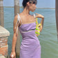 Pretty A Line Spaghetti Straps Lilac Satin Short Homecoming Dress 19th Birthday Outfits C5062
