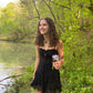 Classy A Line Spaghetti Straps Black Satin Chiffon Short Homecoming Dress 18th Birthday Outfits C5070